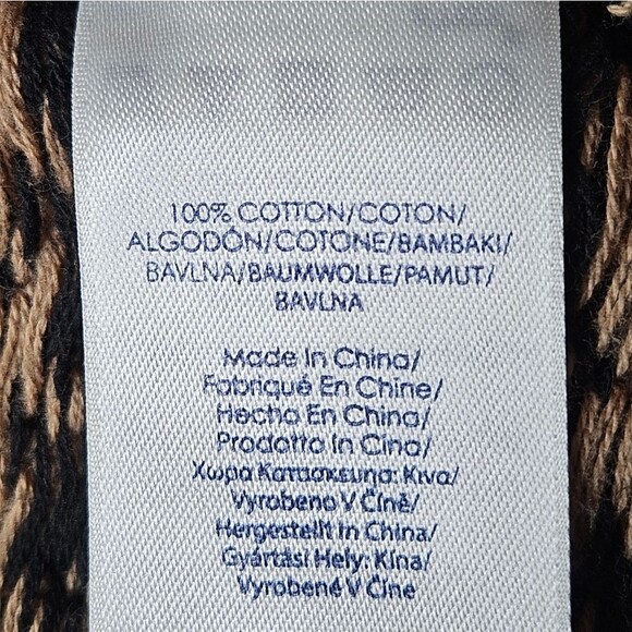 Chaps Classic Tan & Black Houndstooth Asymmetrical Zip Front Knit Sweater Jacket - Picture 6 of 10